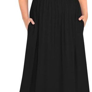Women's Summer Plus Size Dresses Crewneck Ruffle Short Sleeve Casual Maxi Dress